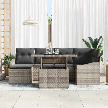 Garten-Sofa-Set mit Kissen mit Speicher 7 pcs Grau
