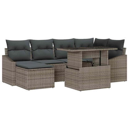 Garten-Sofa-Set mit Kissen mit Speicher 7 pcs Grau