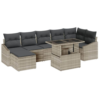 Garten-Sofa-Set mit Kissen 8 pcs Hellgrau und Dunkelgrau