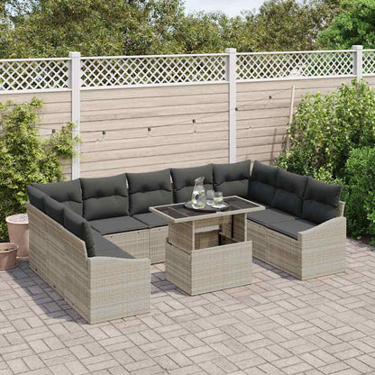 Garten-Sofa-Set mit Kissen 10 pcs Hellgrau und Dunkelgrau