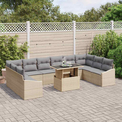 Garten-Sofa-Set mit Kissen mit Kissen 11 pcs Beige und Hellgrau
