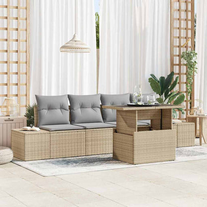 Garten-Sofa-Set mit Kissen mit Kissen 5 pcs Beige und Hellgrau