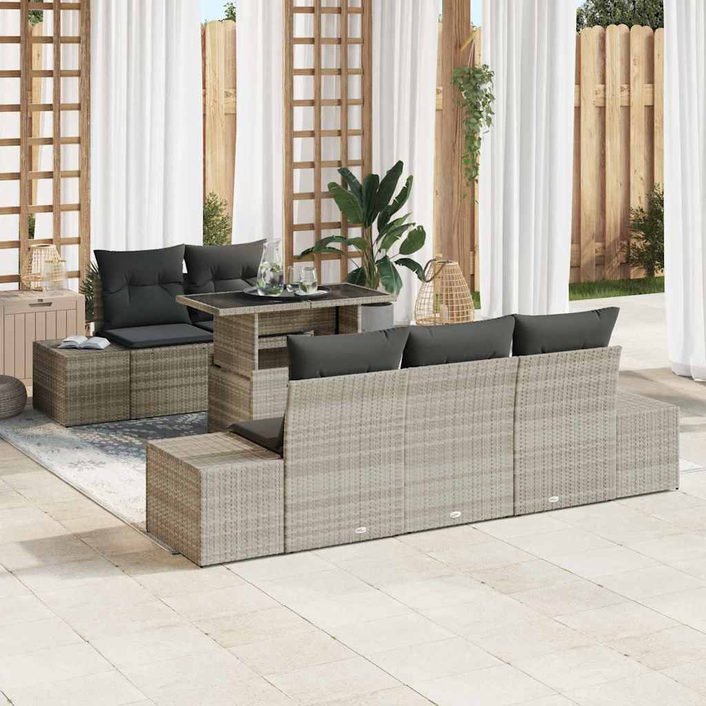 Garten-Sofa-Set mit Kissen 6 pcs Hellgrau und Dunkelgrau