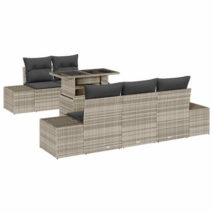 Garten-Sofa-Set mit Kissen 6 pcs Hellgrau und Dunkelgrau