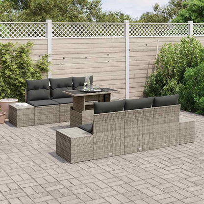 Garten-Sofa-Set mit Kissen 7 pcs Grau