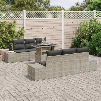 Garten-Sofa-Set mit Kissen 7 pcs Hellgrau und Dunkelgrau