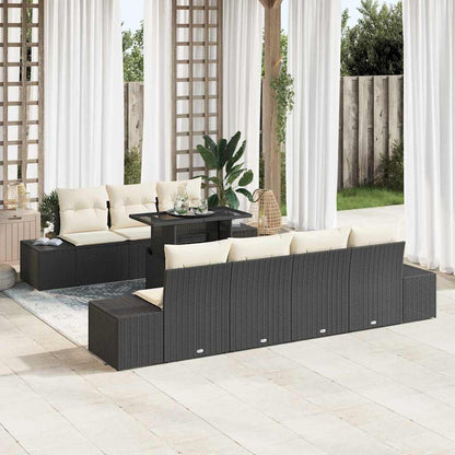 Gartensofa-set mit Kissen 8 pcs Schwarz und Creme