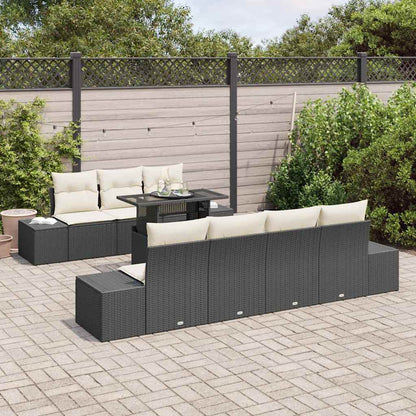 Gartensofa-set mit Kissen 8 pcs Schwarz und Creme