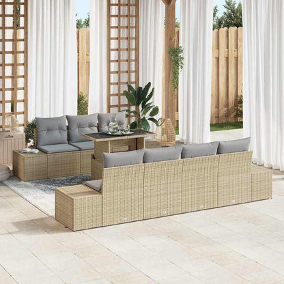 Gartensofa-set mit Kissen 8 pcs Beige und Hellgrau