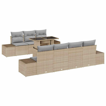 Gartensofa-set mit Kissen 8 pcs Beige und Hellgrau