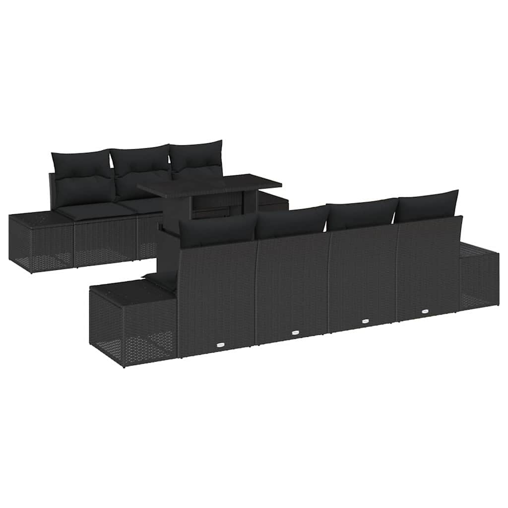 Gartensofa-set mit Kissen 8 pcs Schwarz