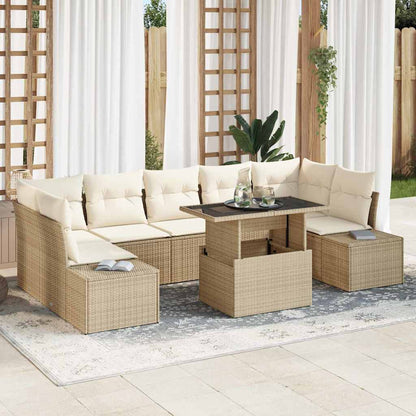 Garten-Sofa-Set mit Kissen 8 pcs Beige und Creme