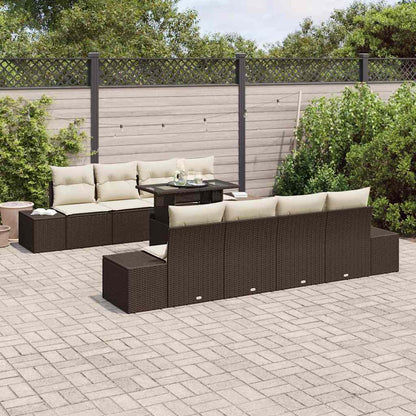 Gartensofa-set mit Kissen mit Speicher 9 pcs Braun und Creme