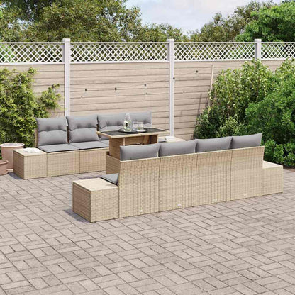Gartensofa-set mit Kissen mit Speicher 9 pcs Beige und Hellgrau