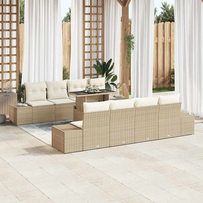 Gartensofa-set mit Kissen mit Speicher 9 pcs Beige und Creme