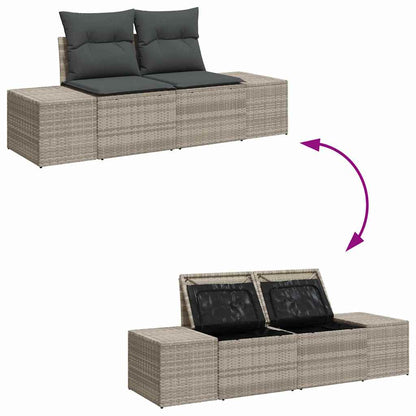 Gartensofa-set mit Kissen 9 pcs Hellgrau und Dunkelgrau