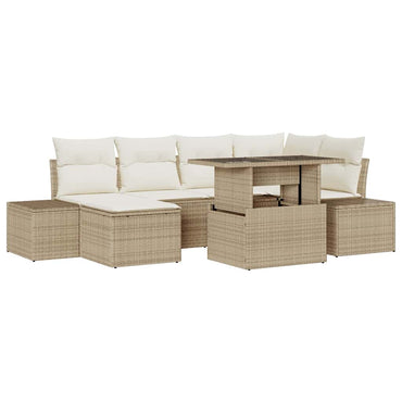 vidaXL Salon de jardin avec rangement 7 pcs Beige Rotin PE