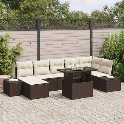 Garten-Sofa-Set mit Speicher 8 pcs Braun Poly Rattan