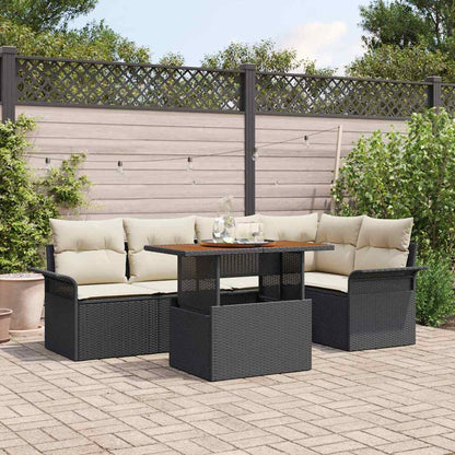 Garten-Sofa-Set mit Speicher 6 pcs Schwarz Poly Rattan