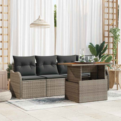 Gartensofa-set mit Speicher 5 pcs Grau Poly-Rattan