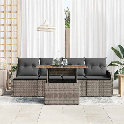 Gartensofa-set mit Speicher 5 pcs Grau Poly-Rattan