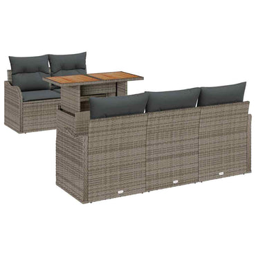 vidaXL Garten-Sofa-Set mit Speicher 6 pcs Grau Poly Rattan