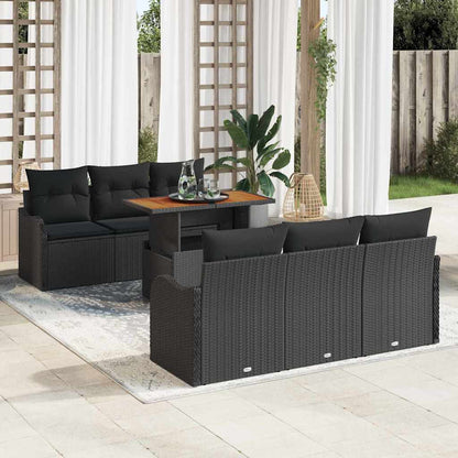 Garten-Sofa-Set mit Speicher 7 pcs Schwarz Poly Rattan