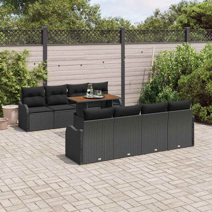 Garten-Sofa-Set mit Speicher 9 pcs Schwarz Poly Rattan