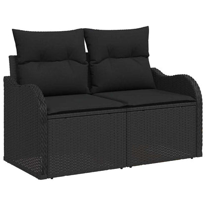 Garten-Sofa-Set mit Speicher 5 pcs Schwarz Poly Rattan