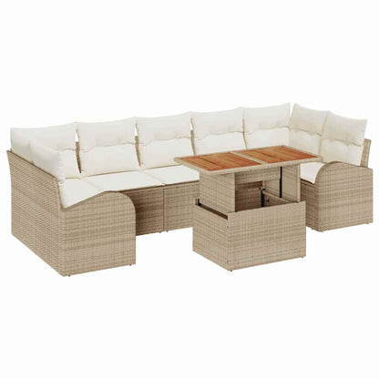 Garten-Sofa-Set mit Speicher 8 pcs Beige Poly Rattan