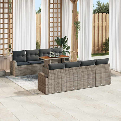 vidaXL Salon de jardin avec rangements 9 pcs Gris Résine tressée