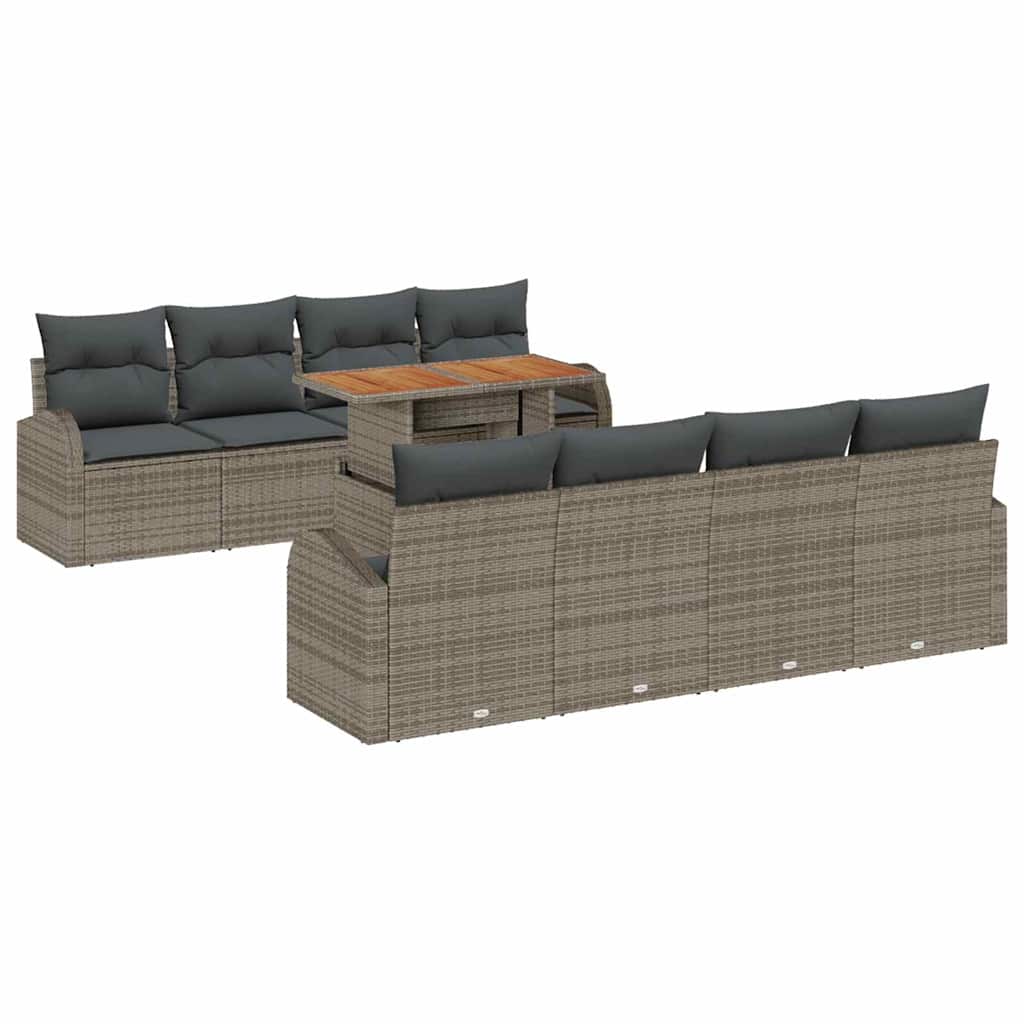 vidaXL Salon de jardin avec rangements 9 pcs Gris Résine tressée