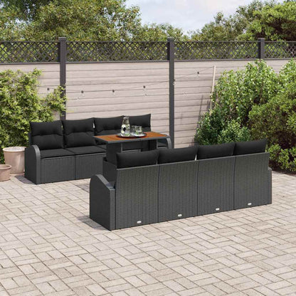 vidaXL Salon de jardin 9 pcs avec coffre de rangement Noir résine tressée