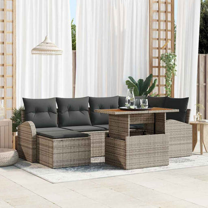 vidaXL Ensemble de canapés de jardin avec rangement 7 pcs Gris Résine tressée