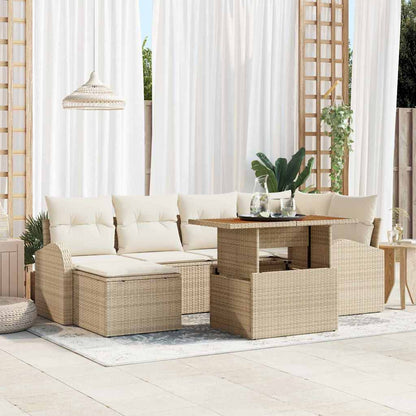 vidaXL Salon de jardin avec rangement 7 pcs Beige Rotin PE