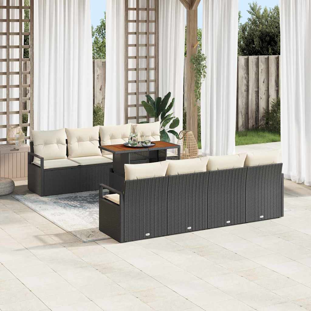 vidaXL Salon de jardin 9 pcs avec coffre de rangement Noir résine tressée