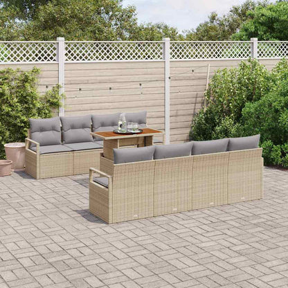 vidaXL Garten-Sofa-Set mit Speicher 9 pcs Beige Poly Rattan