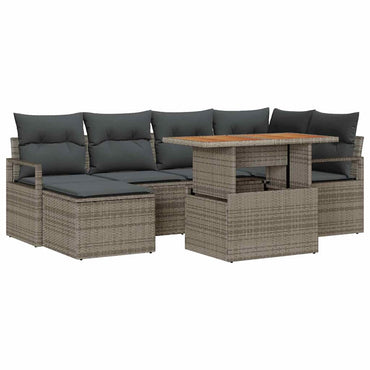 vidaXL Ensemble de canapés de jardin avec rangement 7 pcs Gris Résine tressée