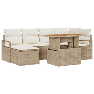 vidaXL Salon de jardin avec rangement 7 pcs Beige Rotin PE