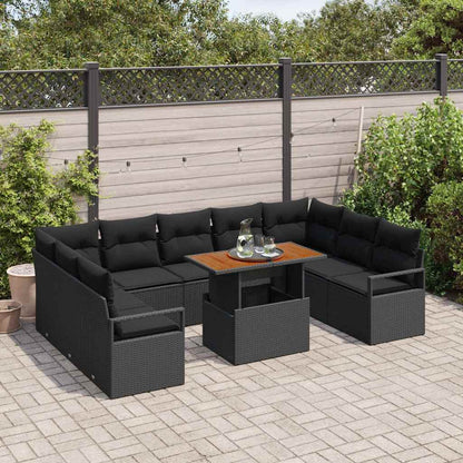 vidaXL Ensemble de canapés de jardin avec rangement 10 pcs Résine tressée noire
