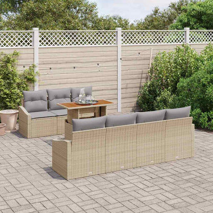 vidaXL Garten-Sofa-Set mit Speicher 8 pcs Beige Poly Rattan