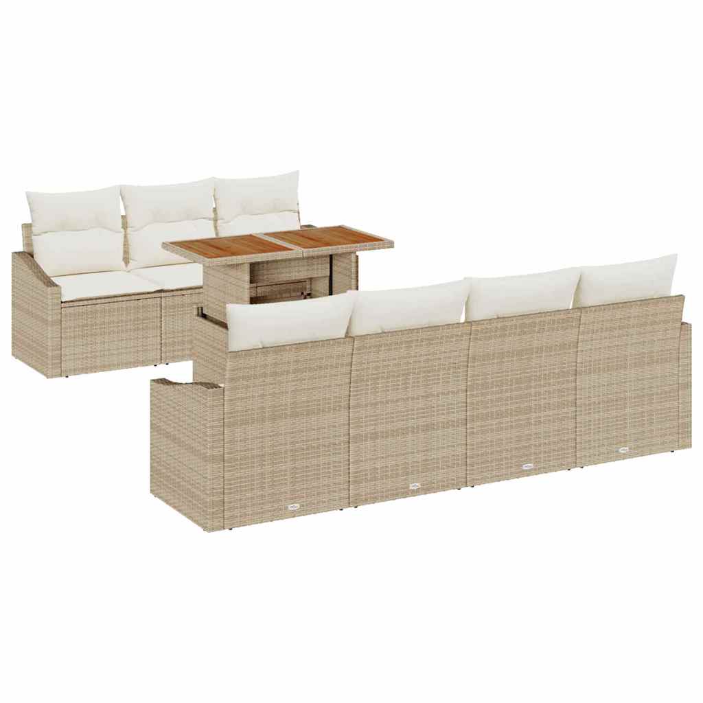 vidaXL Garten-Sofa-Set mit Speicher 8 pcs Beige Poly Rattan