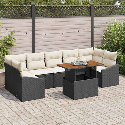 Garten-Sofa-Set mit Kissen mit Speicher 8 pcs Schwarz und Beige
