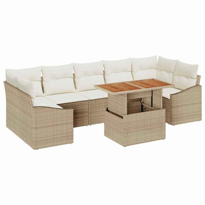 Garten-Sofa-Set mit Kissen mit Speicher 8 pcs Beige und Creme