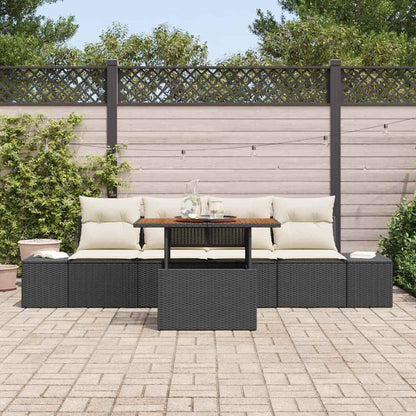 Garten-Sofa-Set mit Speicher 5 pcs Schwarz Poly Rattan