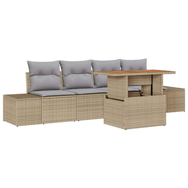 vidaXL Ensemble de canapés de jardin avec rangement 5 pcs Beige Résine tressée