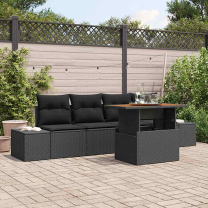 vidaXL Ensemble de canapés de jardin avec rangement 5 pcs Résine tressée noire