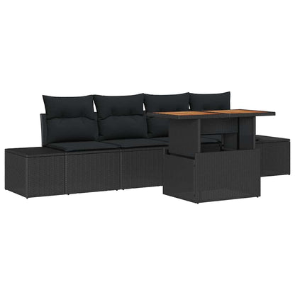 vidaXL Ensemble de canapés de jardin avec rangement 5 pcs Résine tressée noire