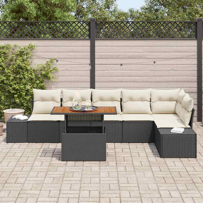 vidaXL Ensemble de canapé de jardin 7 pcs en résine tressée noire avec rangement