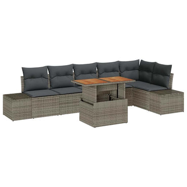 vidaXL Ensemble de canapés de jardin avec rangement 7 pcs Gris Résine tressée
